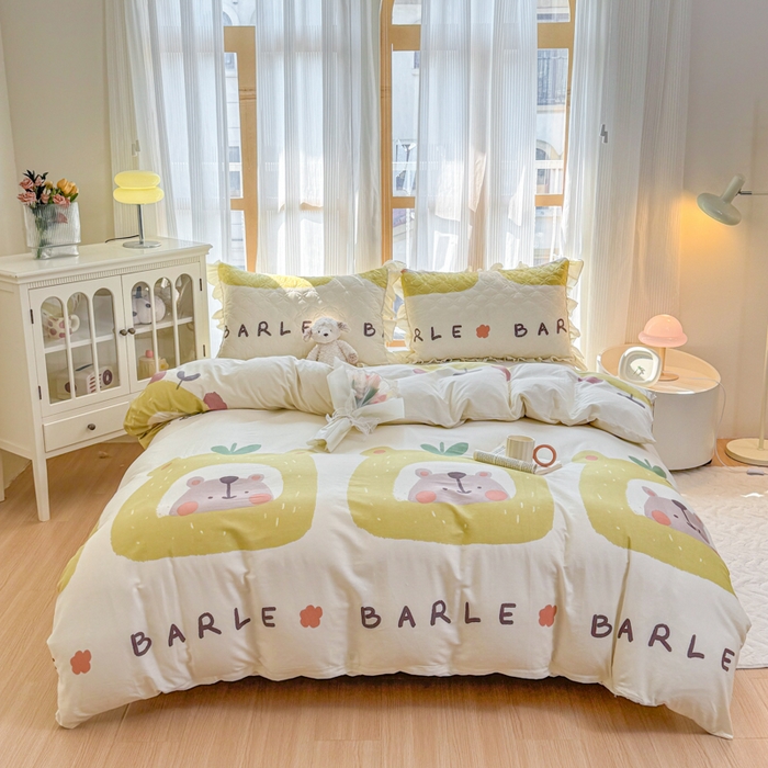 91家纺网 家纺一手货源 找家纺 （总）爱妮玖玖 2026新款全棉纯棉印花系列床笠夹棉四件套