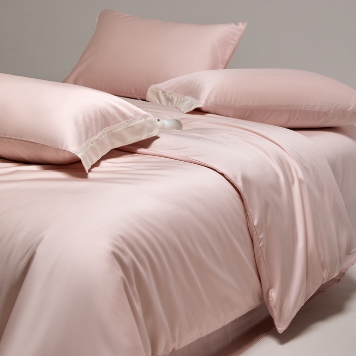 91家纺网 家纺一手货源 找家纺 金奇达家纺 2026新款【茧养·丝光缎】四件套-洛微【标准号全网控价（折后券后）不低于299元（会员减40元）】 洛微 -豆蔻粉