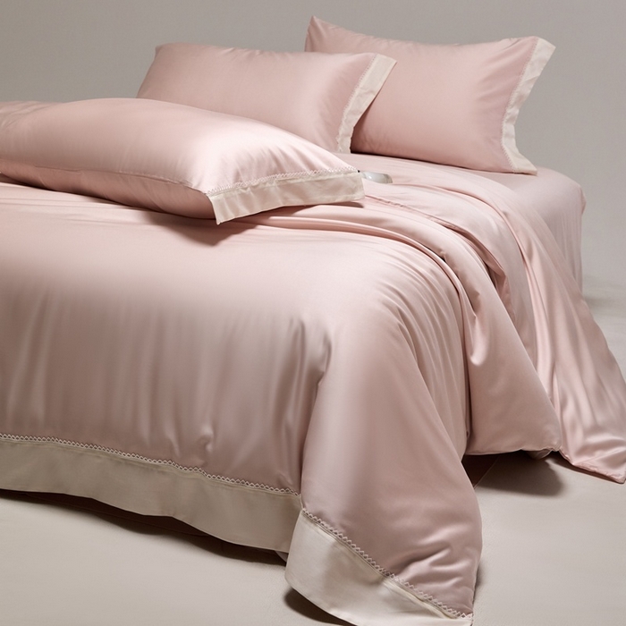 金奇达家纺 2026新款【茧养·丝光缎】四件套-洛微【标准号全网控价（折后券后）不低于299元（会员减40元）】 洛微 -豆蔻粉