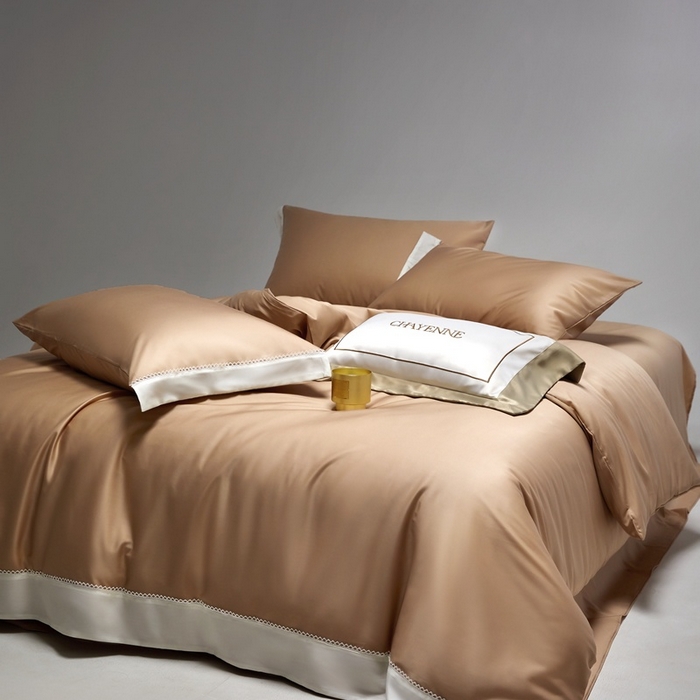 91家纺网 家纺一手货源 找家纺 金奇达家纺 2026新款【茧养·丝光缎】四件套-洛微【标准号全网控价（折后券后）不低于299元（会员减40元）】 洛微- 香槟金