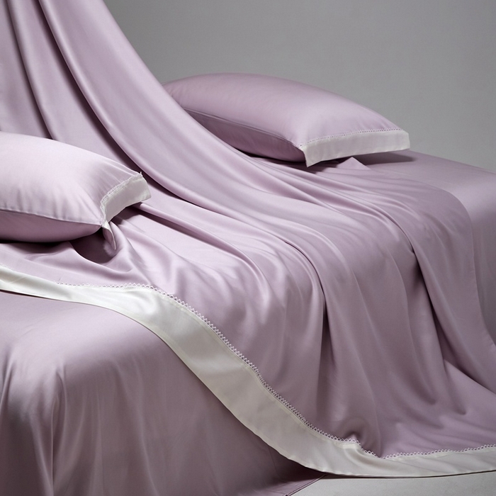 91家纺网 家纺一手货源 找家纺 金奇达家纺 2026新款【茧养·丝光缎】四件套-洛微【标准号全网控价（折后券后）不低于299元（会员减40元）】 洛微-水雾紫