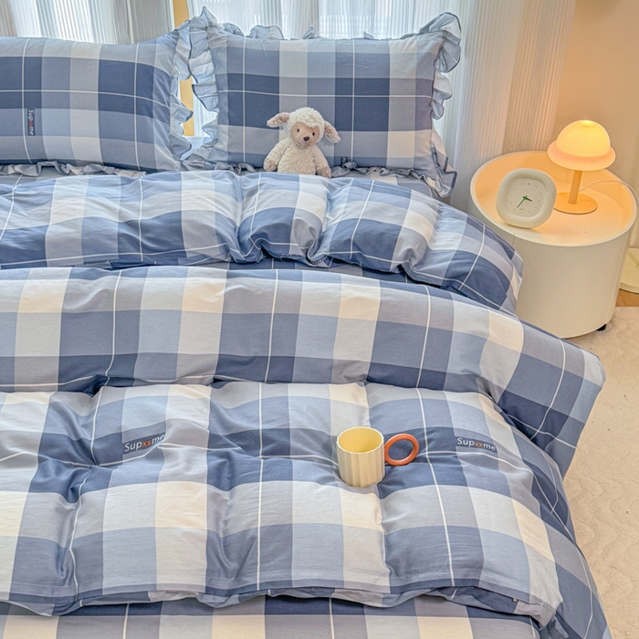 91家纺网 家纺一手货源 找家纺 （总）爱妮玖玖 2026春夏新款小蕾丝全棉纯棉印花床笠单层四件套