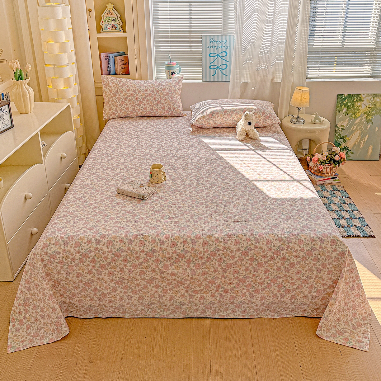 91家纺网 家纺一手货源 找家纺 （总）仟人梦 2026新款云感双层纱印花单床单-叠拍图