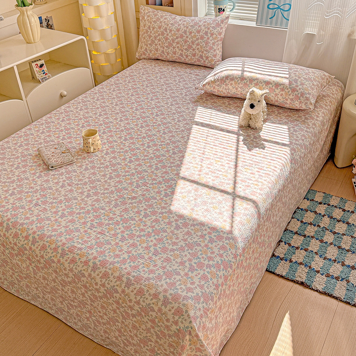 91家纺网 家纺一手货源 找家纺 （总）仟人梦 2026新款云感双层纱印花单床单-叠拍图