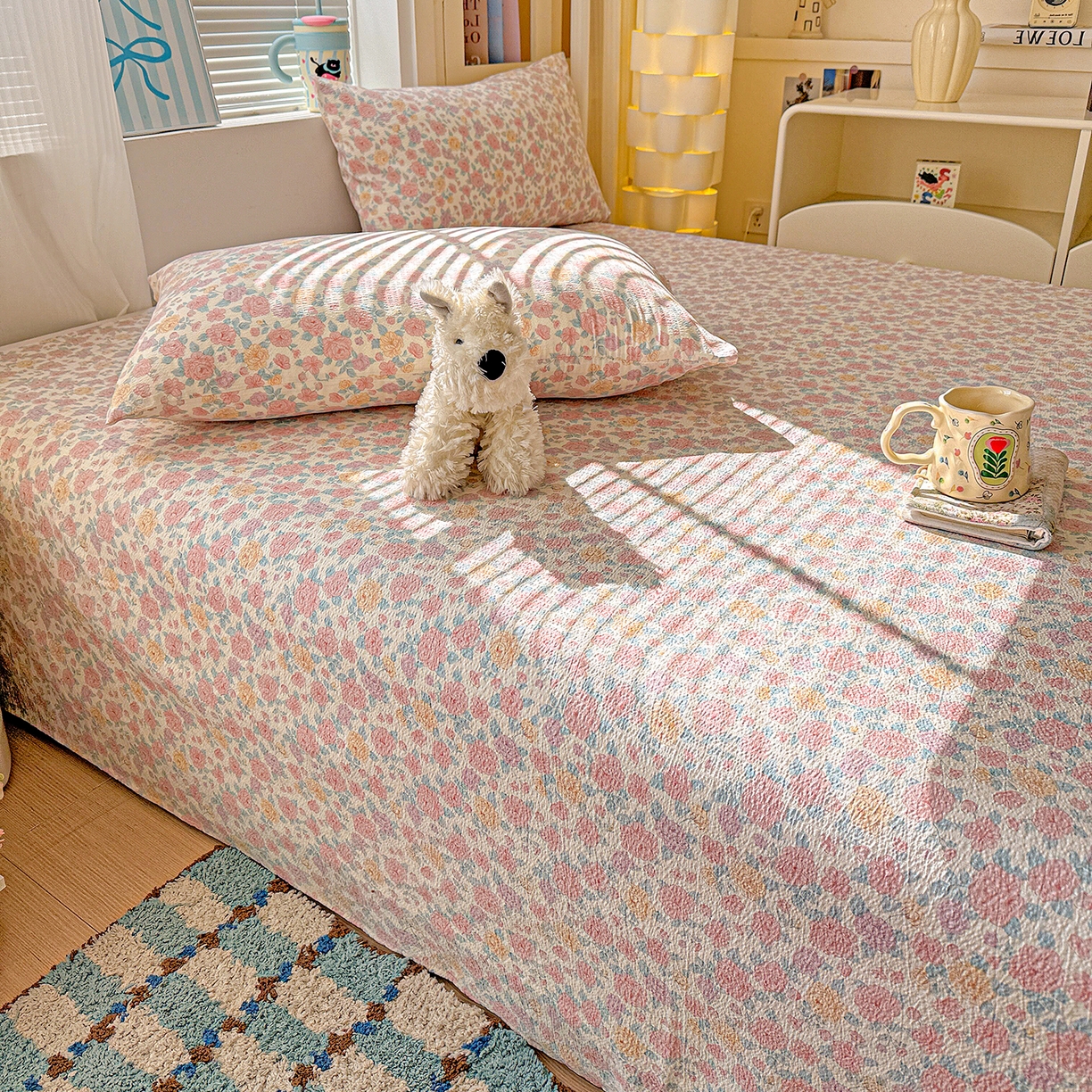 91家纺网 家纺一手货源 找家纺 （总）仟人梦 2026新款云感双层纱印花单床单-叠拍图