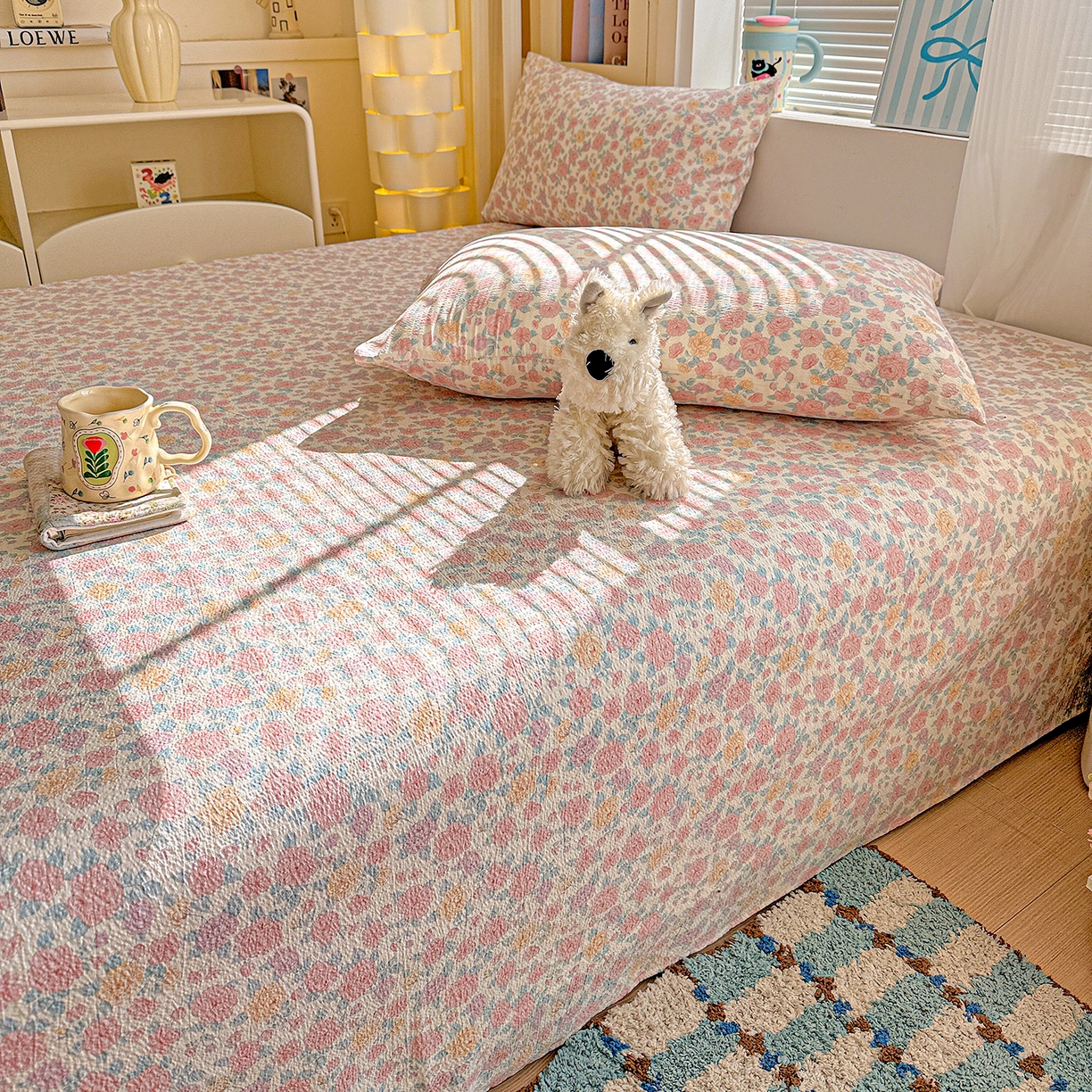 91家纺网 家纺一手货源 找家纺 （总）仟人梦 2026新款云感双层纱印花单床单-叠拍图