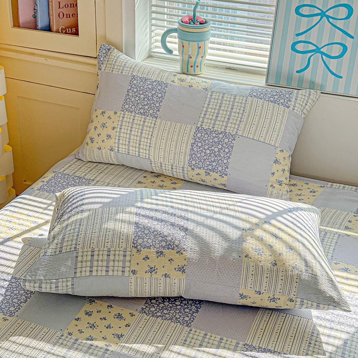 91家纺网 家纺一手货源 找家纺 仟人梦 2026新款云感双层纱印花单床单-叠拍图 半亩花田