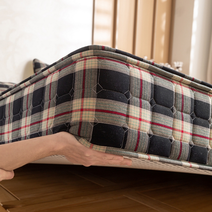 91家纺网 家纺一手货源 找家纺 （总）伊人坊 2026新款纯棉深格子无印风六面全包夹棉床笠床垫保护套