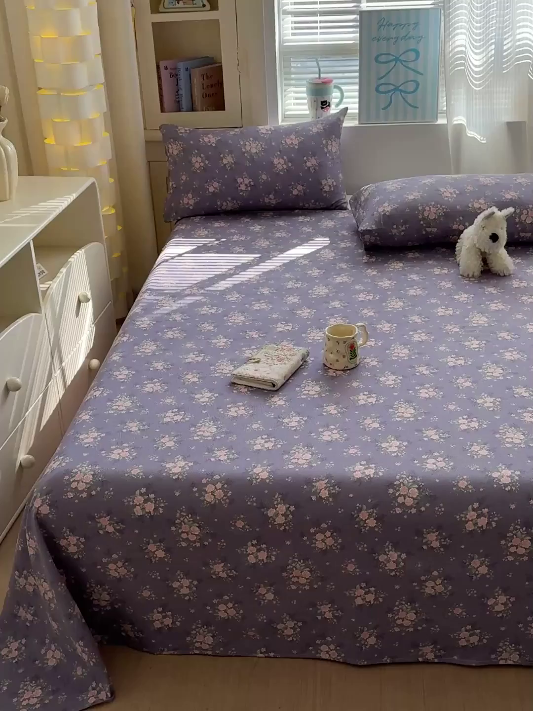 91家纺网 家纺一手货源 找家纺 仟人梦 2026新款云感双层纱印花单床单-叠拍图 豆蔻