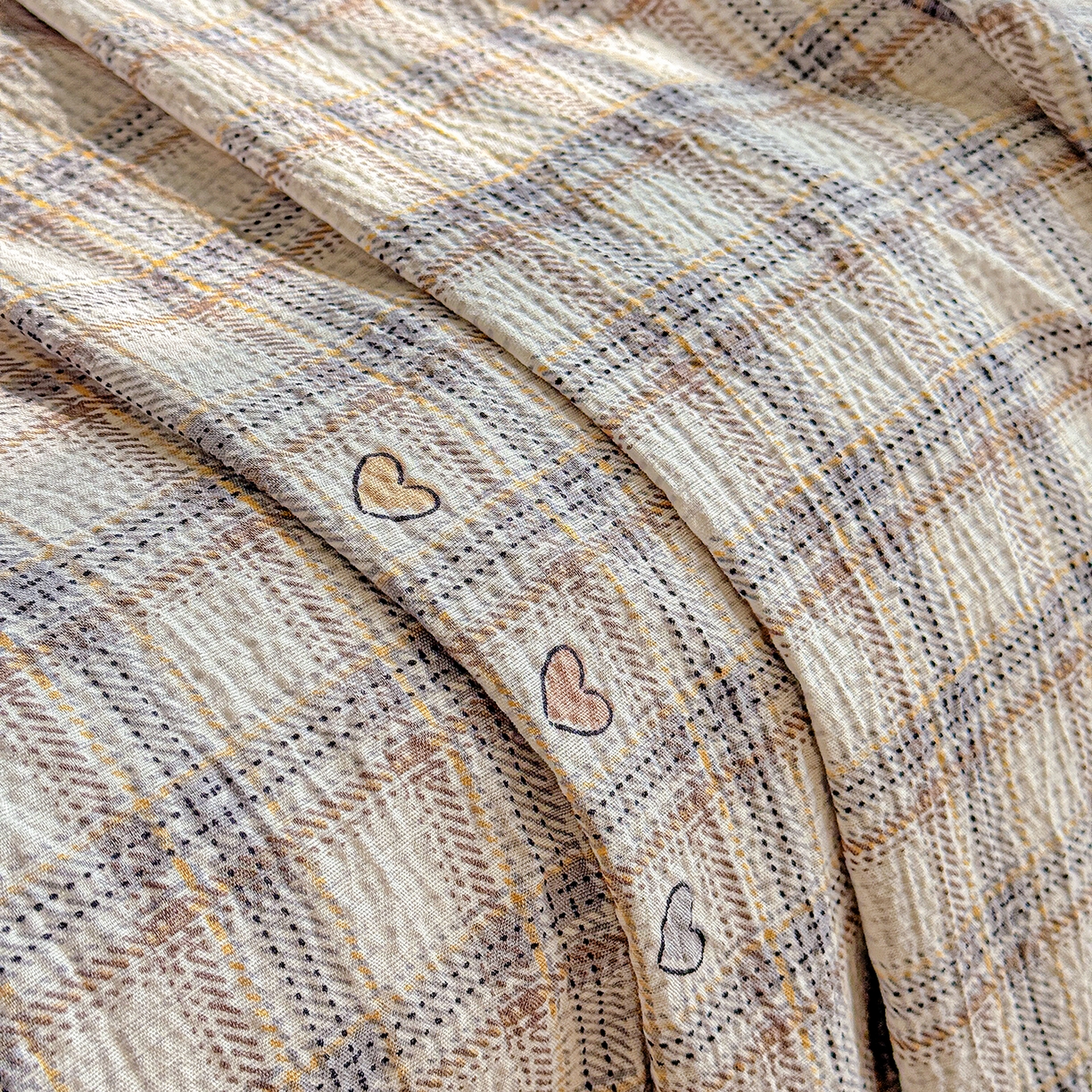 91家纺网 家纺一手货源 找家纺 仟人梦 2026新款云感双层纱印花单床单-叠拍图 时尚格调