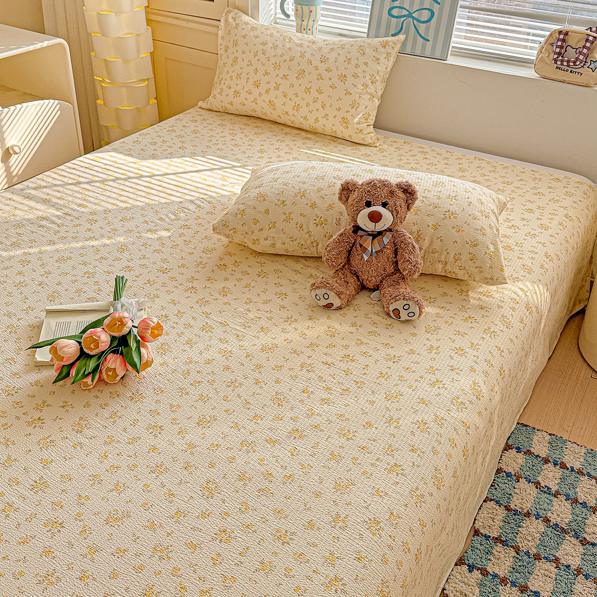 91家纺网 家纺一手货源 找家纺 仟人梦 2026新款云感双层纱印花单床单-叠拍图 舒芙蕾