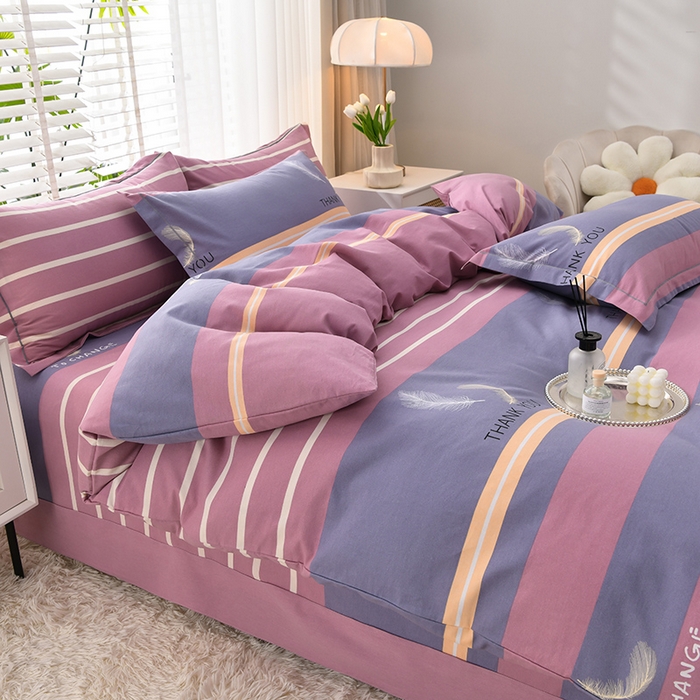 91家纺网 家纺一手货源 找家纺 董成龙 2026新款直播爆款加厚全棉活性磨毛四件套纯棉三件套 风光无限-粉