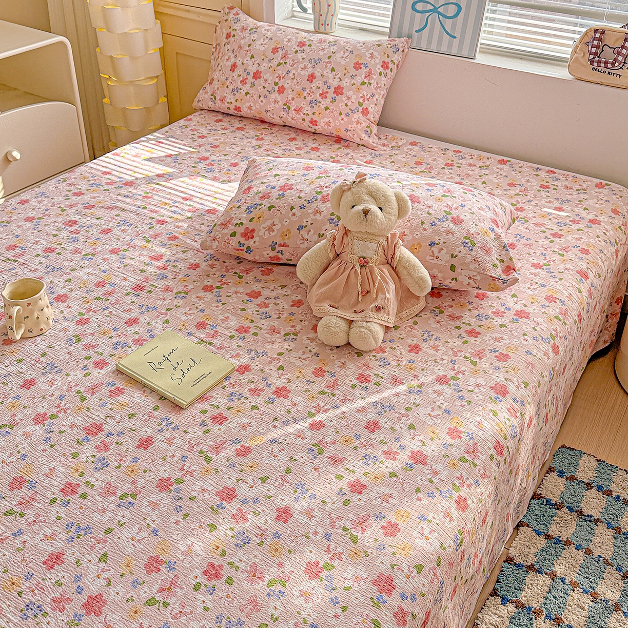 91家纺网 家纺一手货源 找家纺 仟人梦 2026新款云感双层纱印花单床单-叠拍图 云之瑶