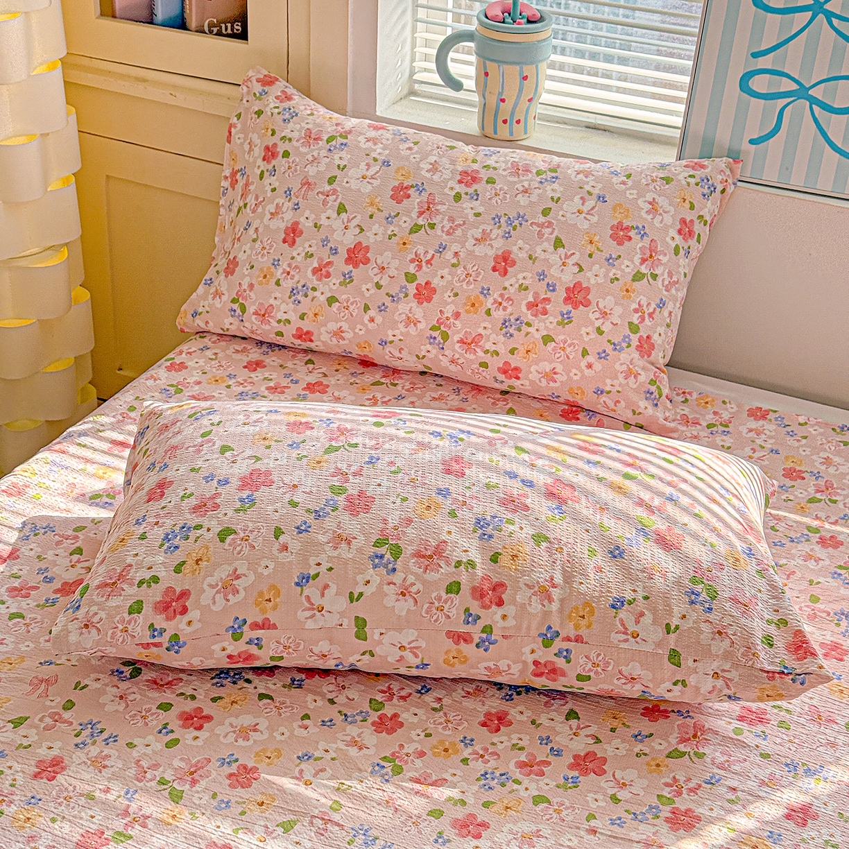 91家纺网 家纺一手货源 找家纺 仟人梦 2026新款云感双层纱印花单床单-叠拍图 云之瑶