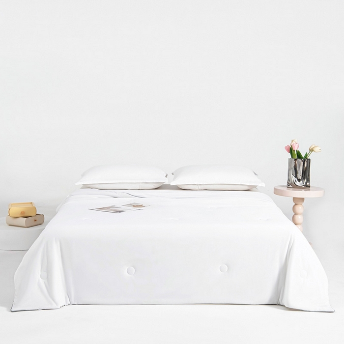 91家纺网 家纺一手货源 找家纺 宇淳国际 2026新款凉感丝夏被被子被芯系列 珍珠白