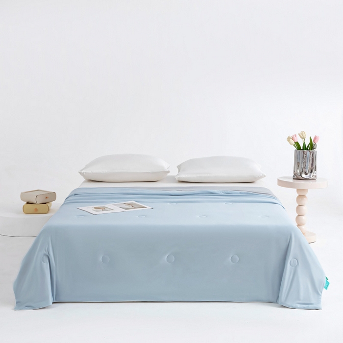 91家纺网 家纺一手货源 找家纺 宇淳国际 2026新款凉感丝夏被被子被芯系列 天空蓝+绅士灰