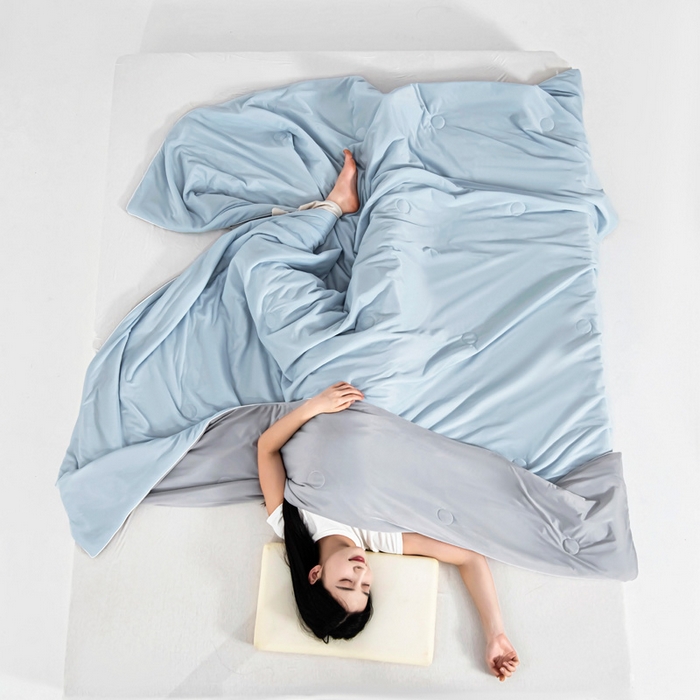 91家纺网 家纺一手货源 找家纺 宇淳国际 2026新款凉感丝夏被被子被芯系列 天空蓝+绅士灰