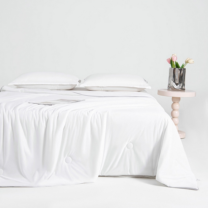 91家纺网 家纺一手货源 找家纺 宇淳国际 2026新款凉感丝夏被被子被芯系列 珍珠白