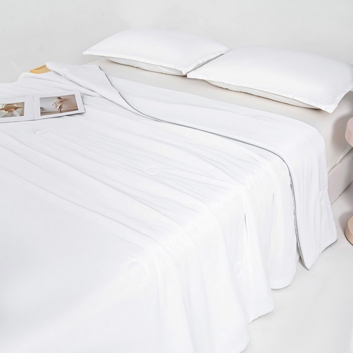 91家纺网 家纺一手货源 找家纺 宇淳国际 2026新款凉感丝夏被被子被芯系列 珍珠白