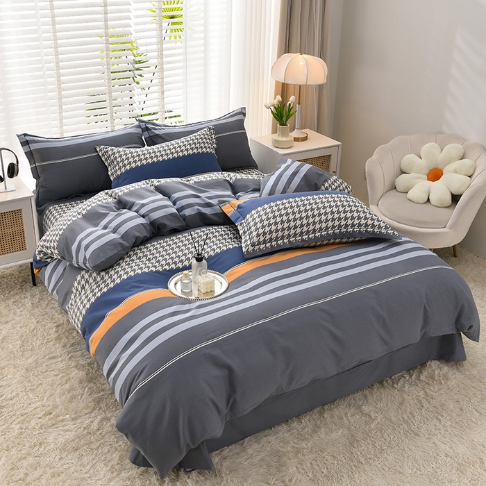 91家纺网 家纺一手货源 找家纺 董成龙 2026新款直播爆款加厚全棉活性磨毛四件套纯棉三件套 海派绅士-灰