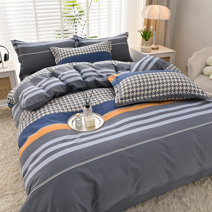 91家纺网 家纺一手货源 找家纺 董成龙 2026新款直播爆款加厚全棉活性磨毛四件套纯棉三件套 海派绅士-灰