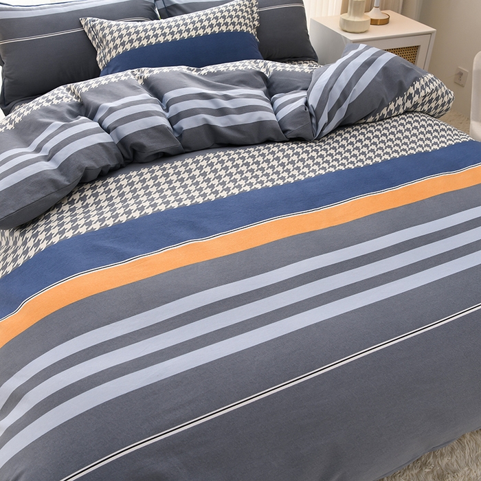 91家纺网 家纺一手货源 找家纺 董成龙 2026新款直播爆款加厚全棉活性磨毛四件套纯棉三件套 海派绅士-灰