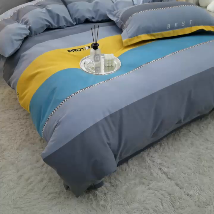 91家纺网 家纺一手货源 找家纺 董成龙 2026新款直播爆款加厚全棉活性磨毛四件套纯棉三件套 黄金海岸-黄