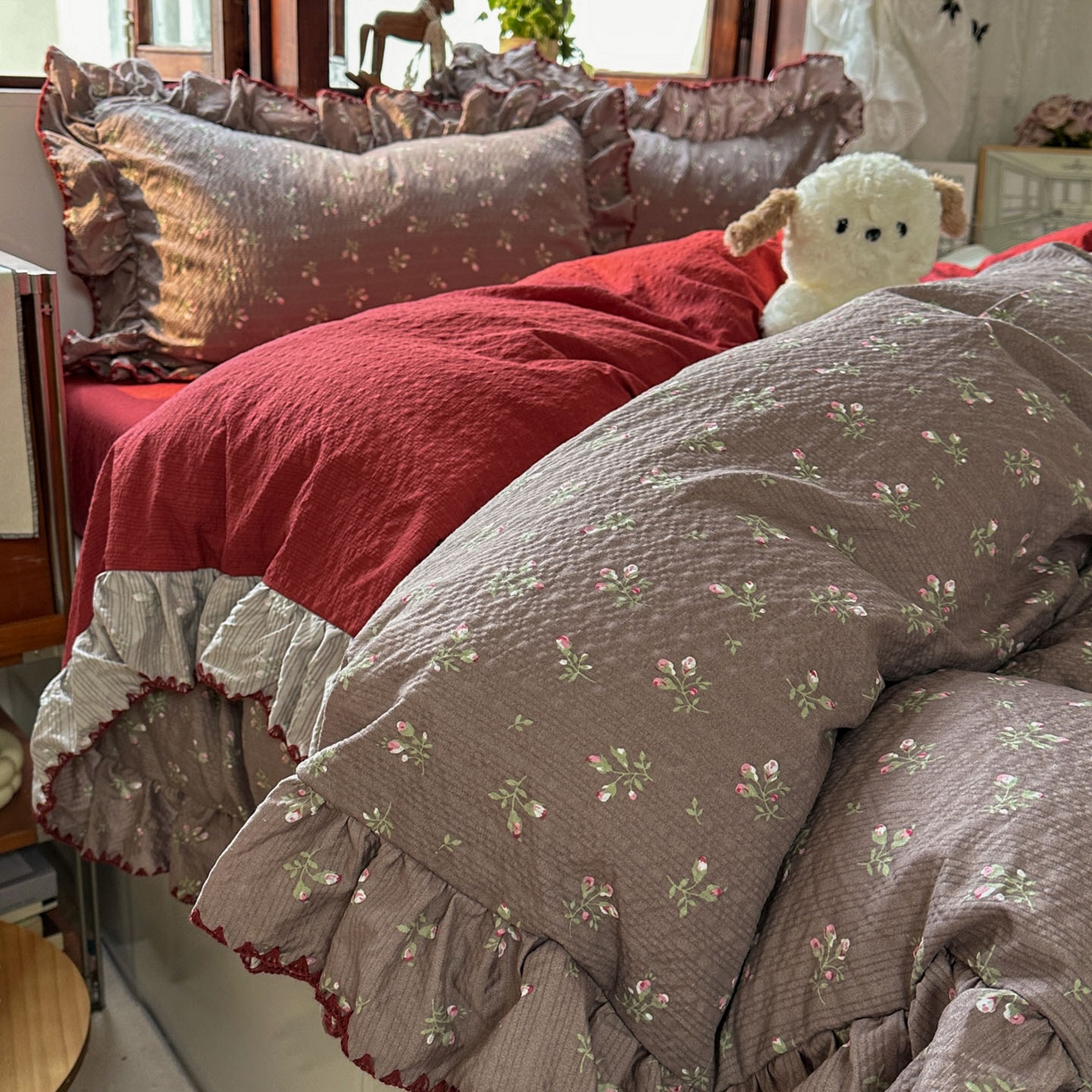 （总）梵克保罗 2026新款泡芙棉三角针被壳绣花边四件套