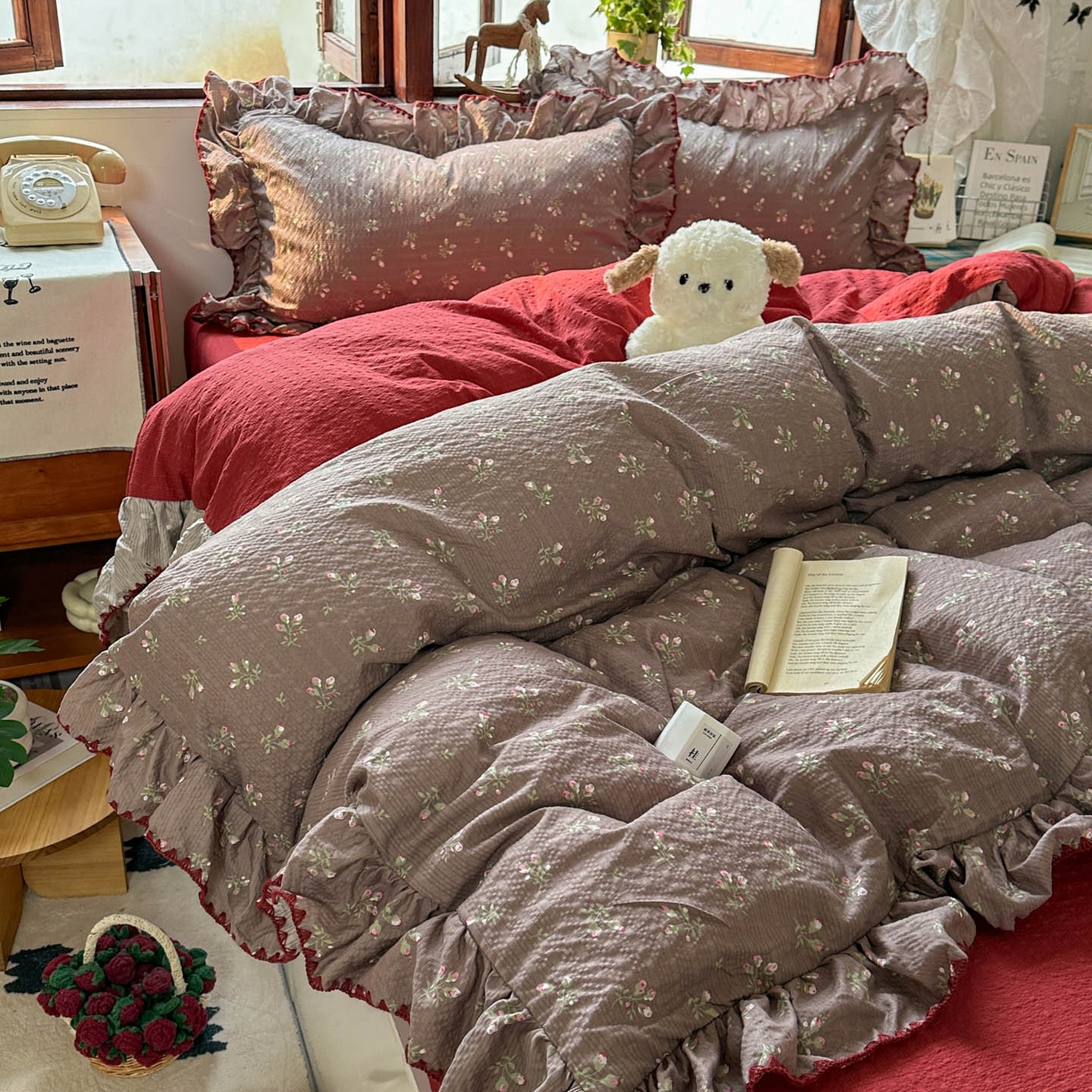 91家纺网 家纺一手货源 找家纺 （总）梵克保罗 2026新款泡芙棉三角针被壳绣花边四件套