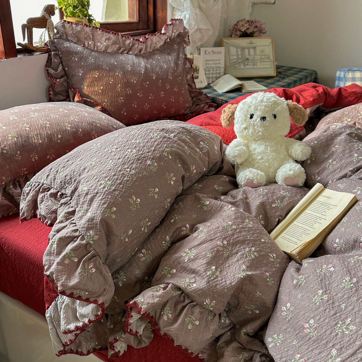 91家纺网 家纺一手货源 找家纺 （总）梵克保罗 2026新款泡芙棉三角针被壳绣花边四件套