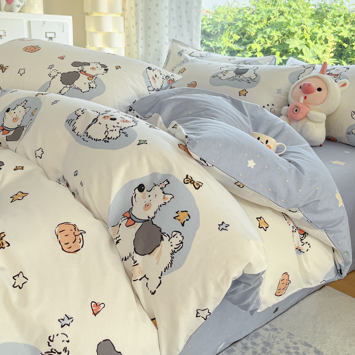 91家纺网 家纺一手货源 找家纺 晨希家居 2026新款全棉13070印花四件套（提供买家秀） 全棉-宠物学院