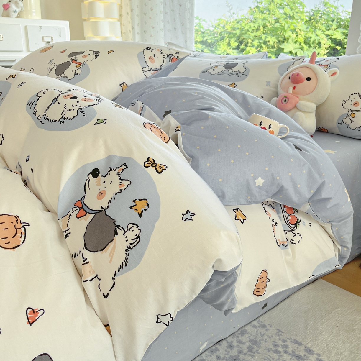 91家纺网 家纺一手货源 找家纺 晨希家居 2026新款全棉13070印花四件套（提供买家秀） 全棉-宠物学院