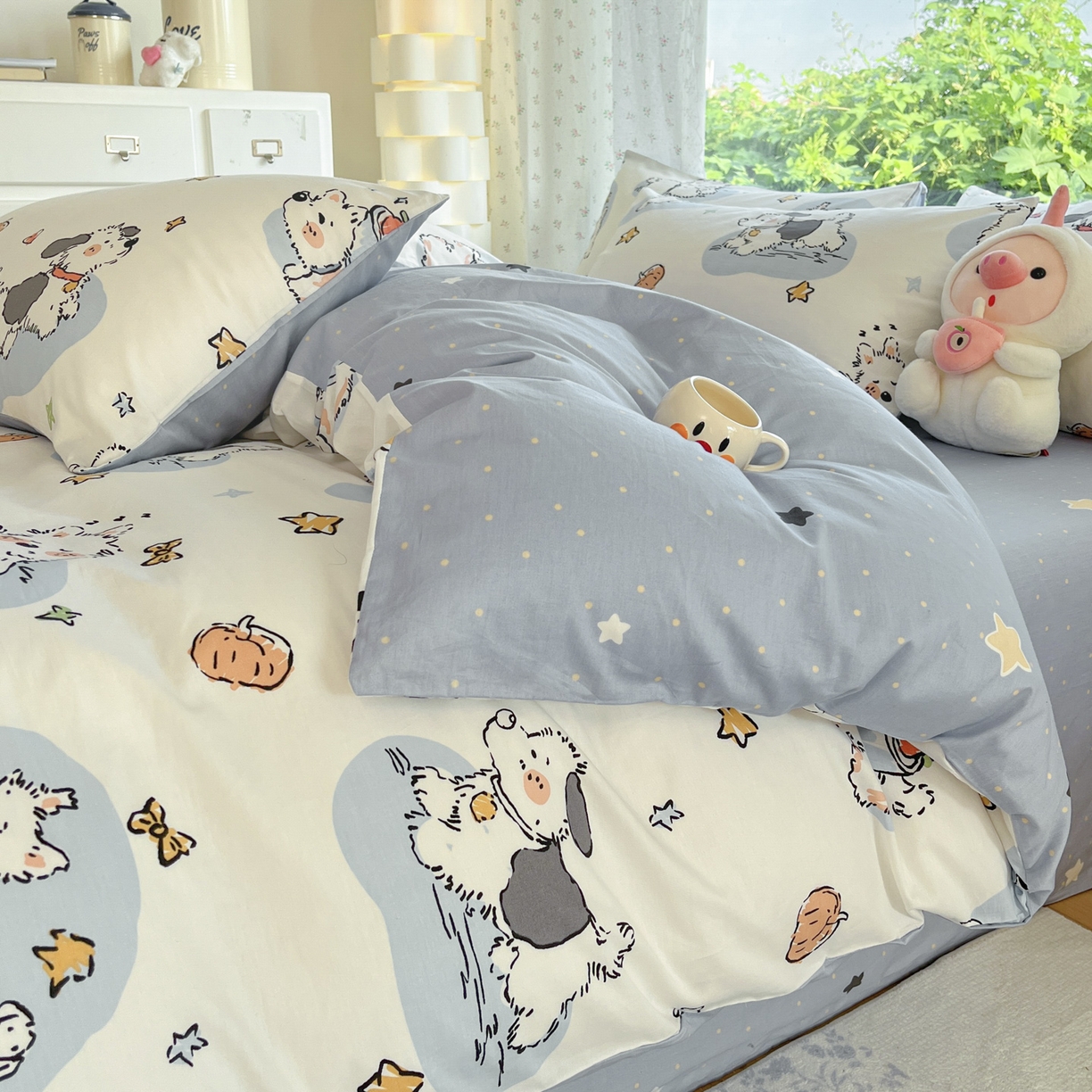 91家纺网 家纺一手货源 找家纺 晨希家居 2026新款全棉13070印花四件套（提供买家秀） 全棉-宠物学院