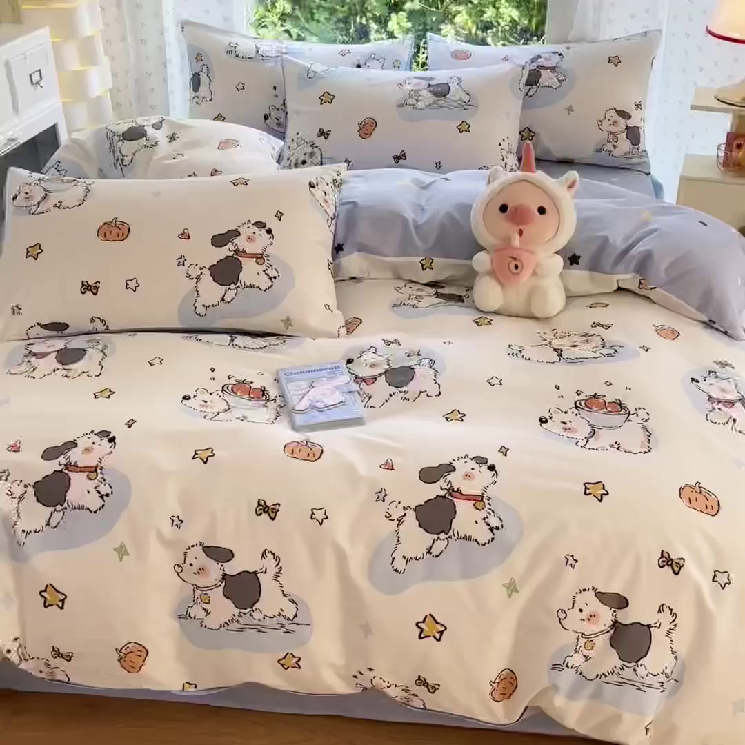 91家纺网 家纺一手货源 找家纺 晨希家居 2026新款全棉13070印花四件套（提供买家秀） 全棉-宠物学院