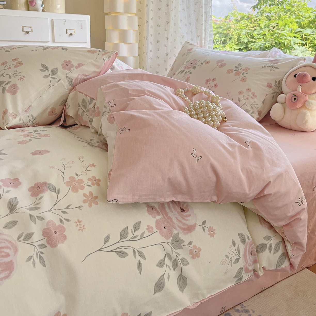 91家纺网 家纺一手货源 找家纺 晨希家居 2026新款全棉13070印花四件套（提供买家秀） 全棉-花韵天姿