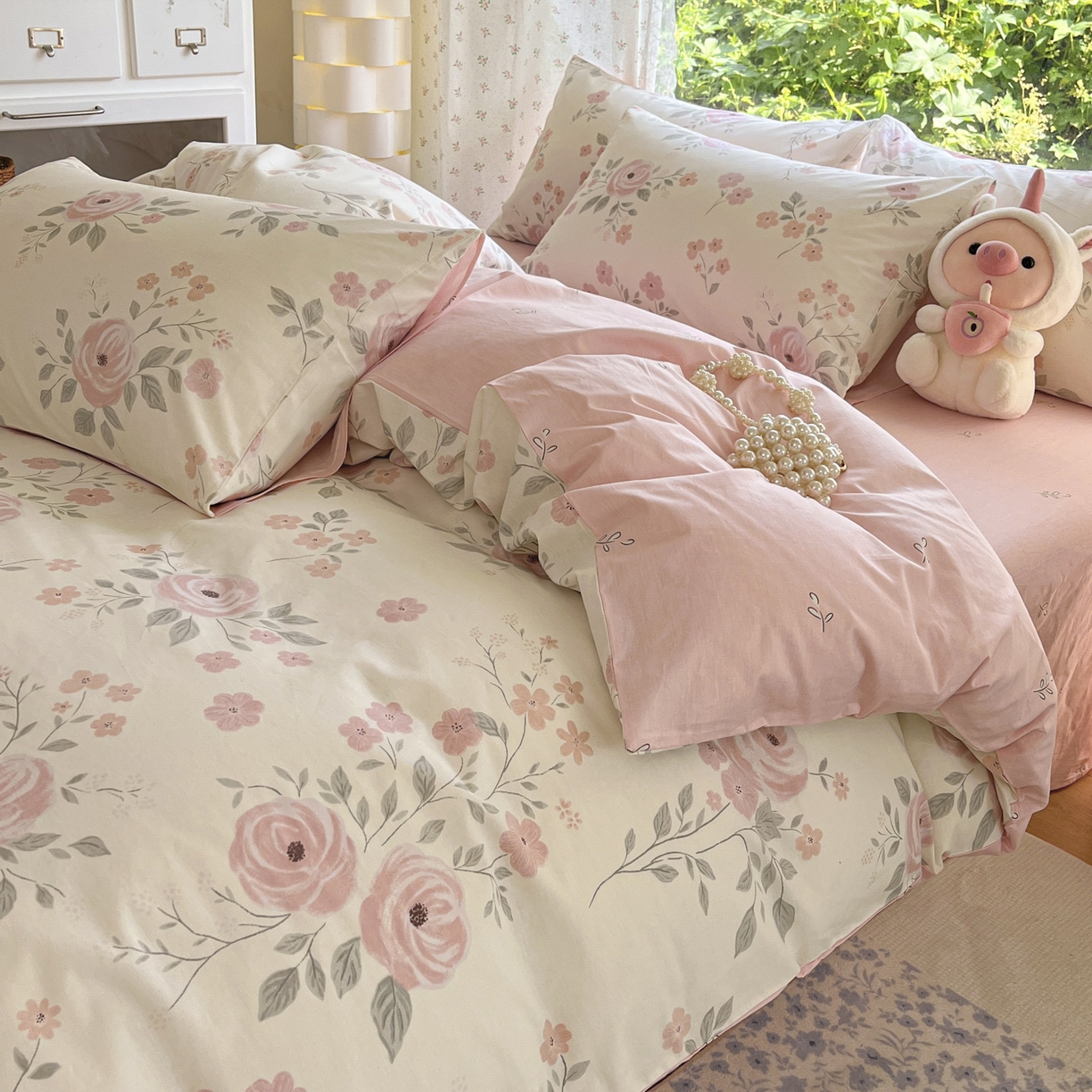 91家纺网 家纺一手货源 找家纺 晨希家居 2026新款全棉13070印花四件套（提供买家秀） 全棉-花韵天姿