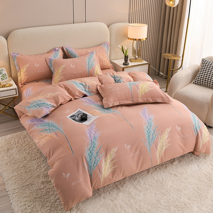 91家纺网 家纺一手货源 找家纺 董成龙 2026新款直播爆款加厚全棉活性磨毛四件套纯棉三件套 芊芊之恋-桔