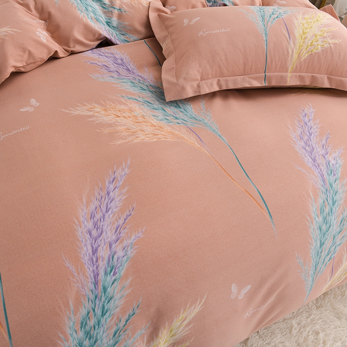 91家纺网 家纺一手货源 找家纺 董成龙 2026新款直播爆款加厚全棉活性磨毛四件套纯棉三件套 芊芊之恋-桔