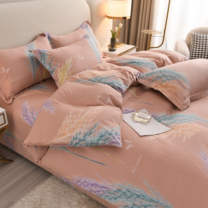 91家纺网 家纺一手货源 找家纺 董成龙 2026新款直播爆款加厚全棉活性磨毛四件套纯棉三件套 芊芊之恋-桔