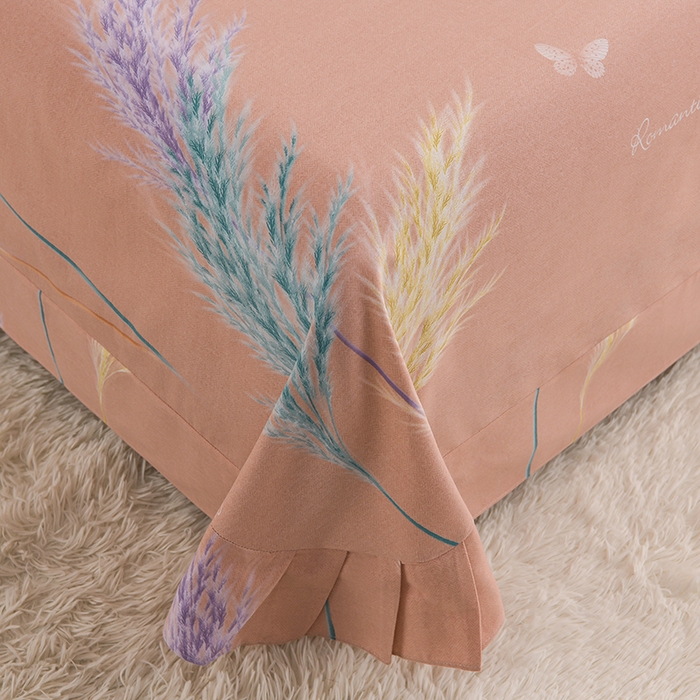 91家纺网 家纺一手货源 找家纺 董成龙 2026新款直播爆款加厚全棉活性磨毛四件套纯棉三件套 芊芊之恋-桔