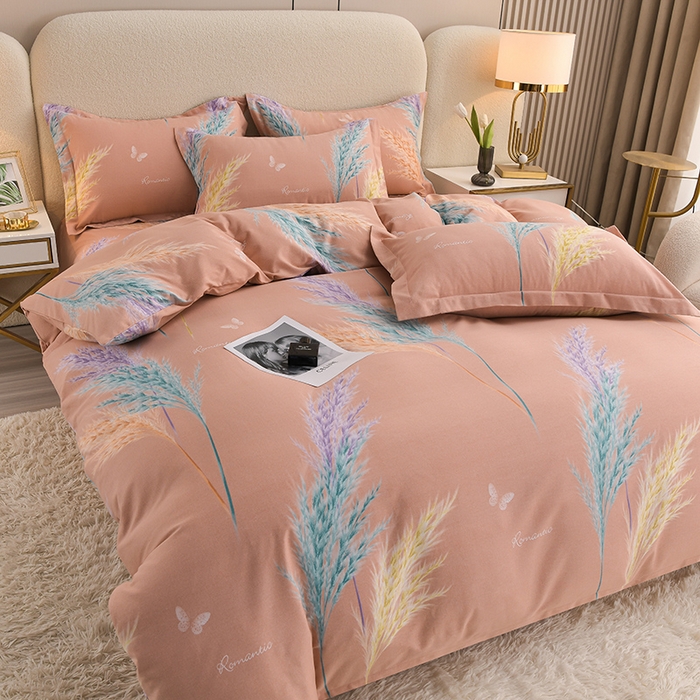 91家纺网 家纺一手货源 找家纺 董成龙 2026新款直播爆款加厚全棉活性磨毛四件套纯棉三件套 芊芊之恋-桔