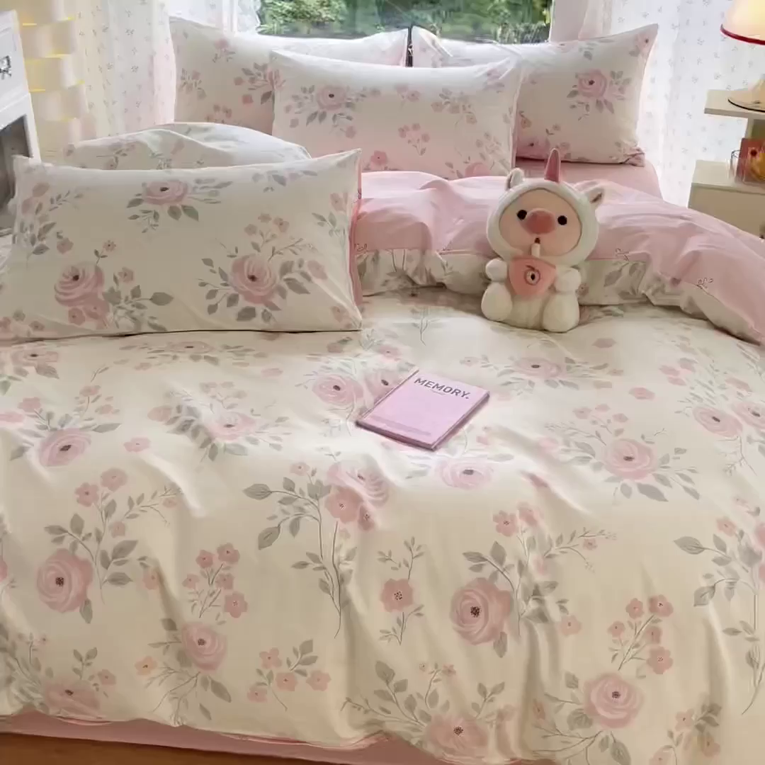 91家纺网 家纺一手货源 找家纺 晨希家居 2026新款全棉13070印花四件套（提供买家秀） 全棉-花韵天姿