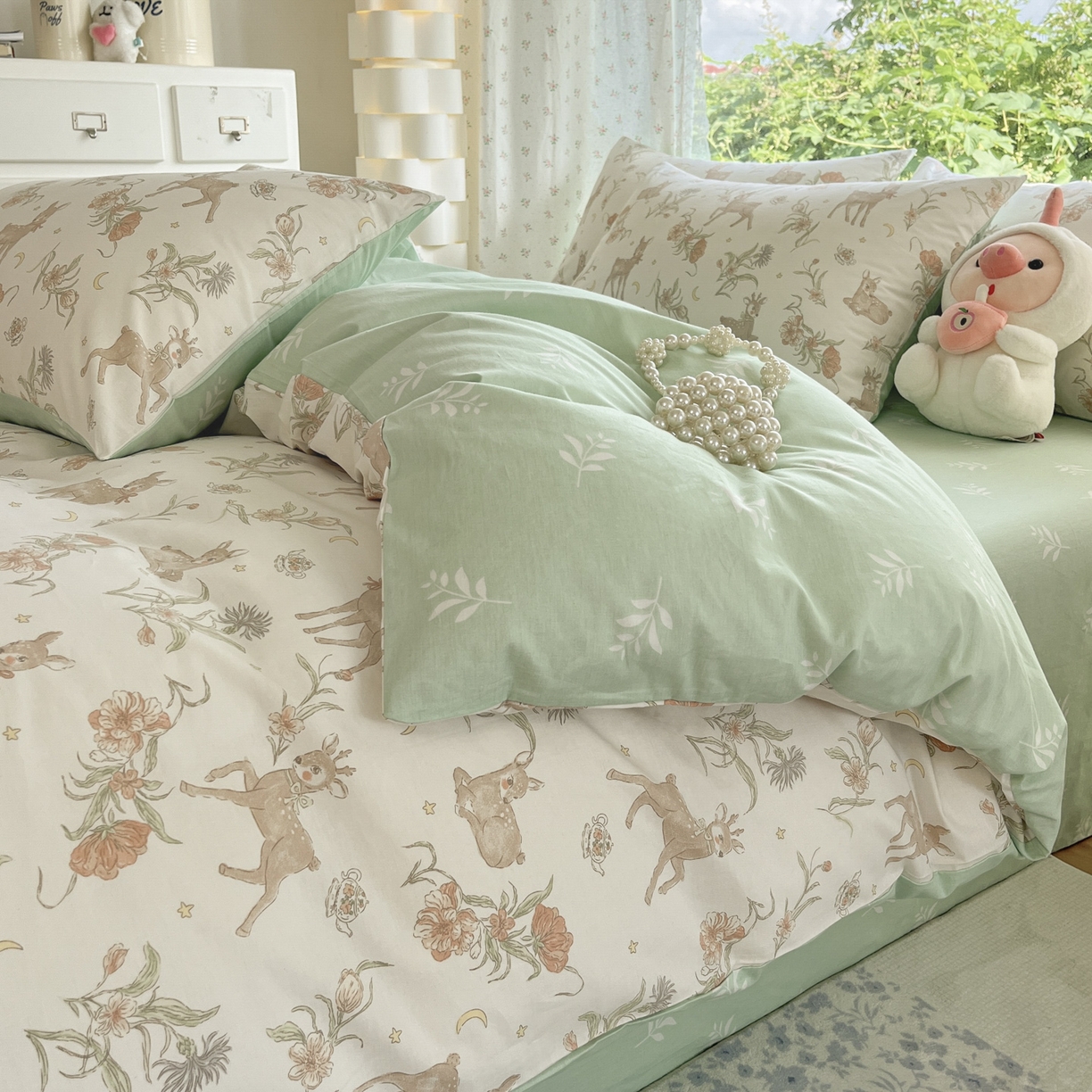 91家纺网 家纺一手货源 找家纺 晨希家居 2026新款全棉13070印花四件套（提供买家秀） 全棉-灵鹿