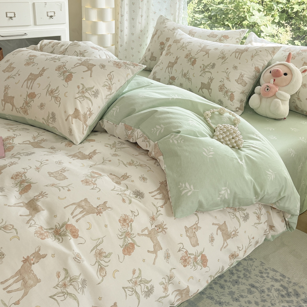 91家纺网 家纺一手货源 找家纺 晨希家居 2026新款全棉13070印花四件套（提供买家秀） 全棉-灵鹿