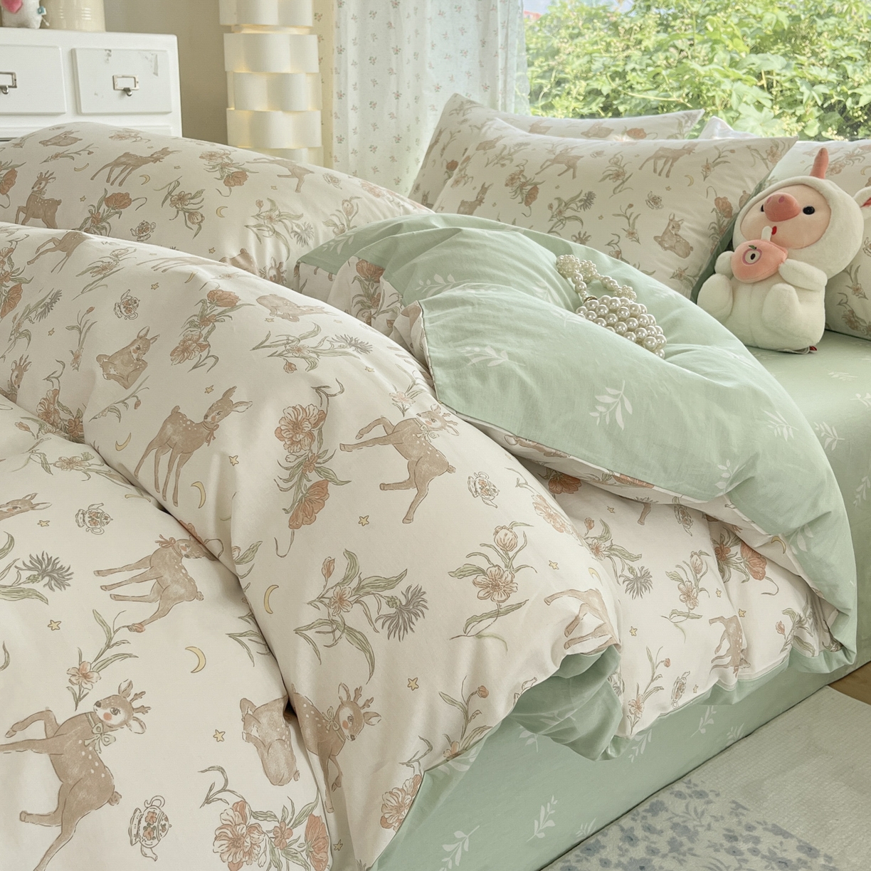 91家纺网 家纺一手货源 找家纺 晨希家居 2026新款全棉13070印花四件套（提供买家秀） 全棉-灵鹿