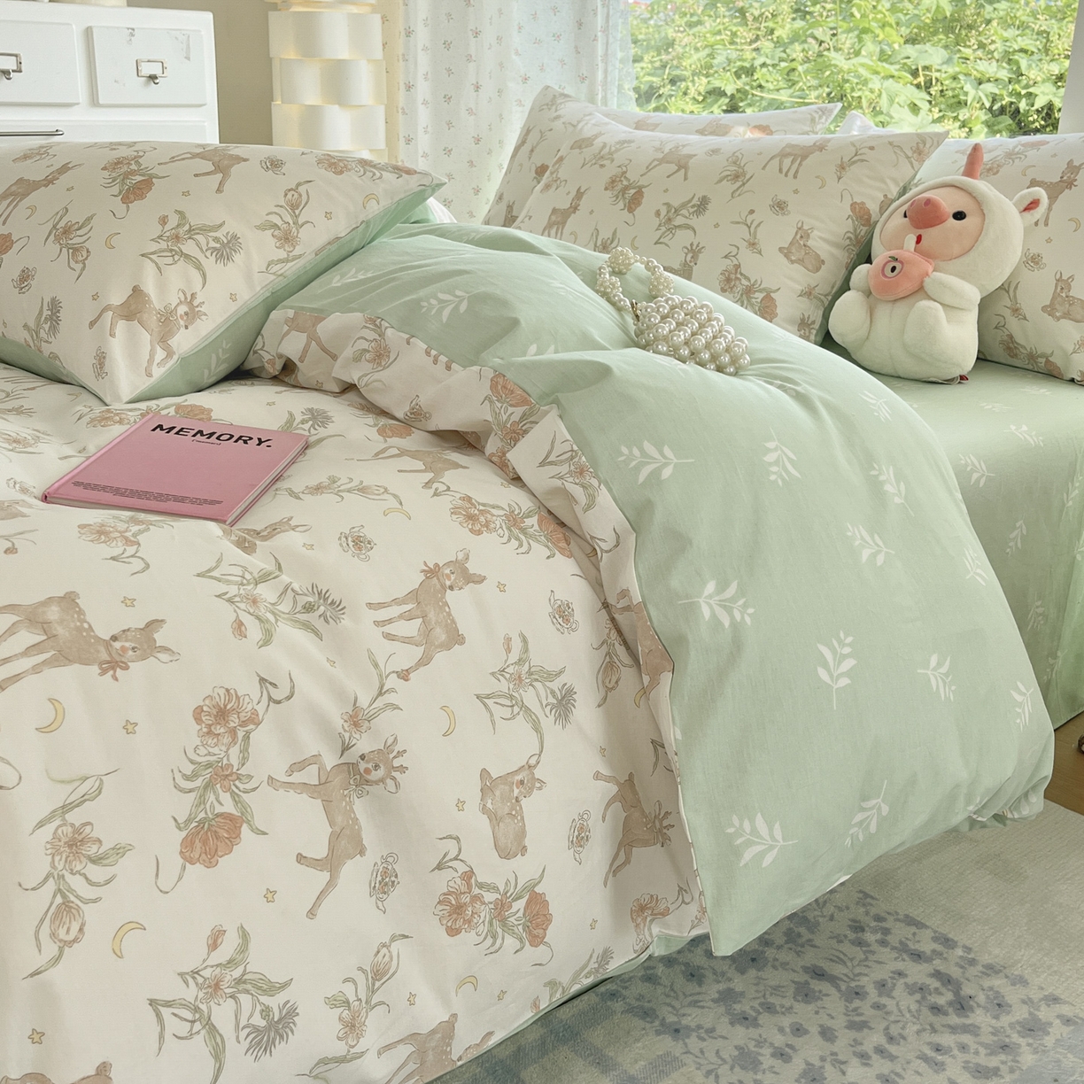 91家纺网 家纺一手货源 找家纺 晨希家居 2026新款全棉13070印花四件套（提供买家秀） 全棉-灵鹿