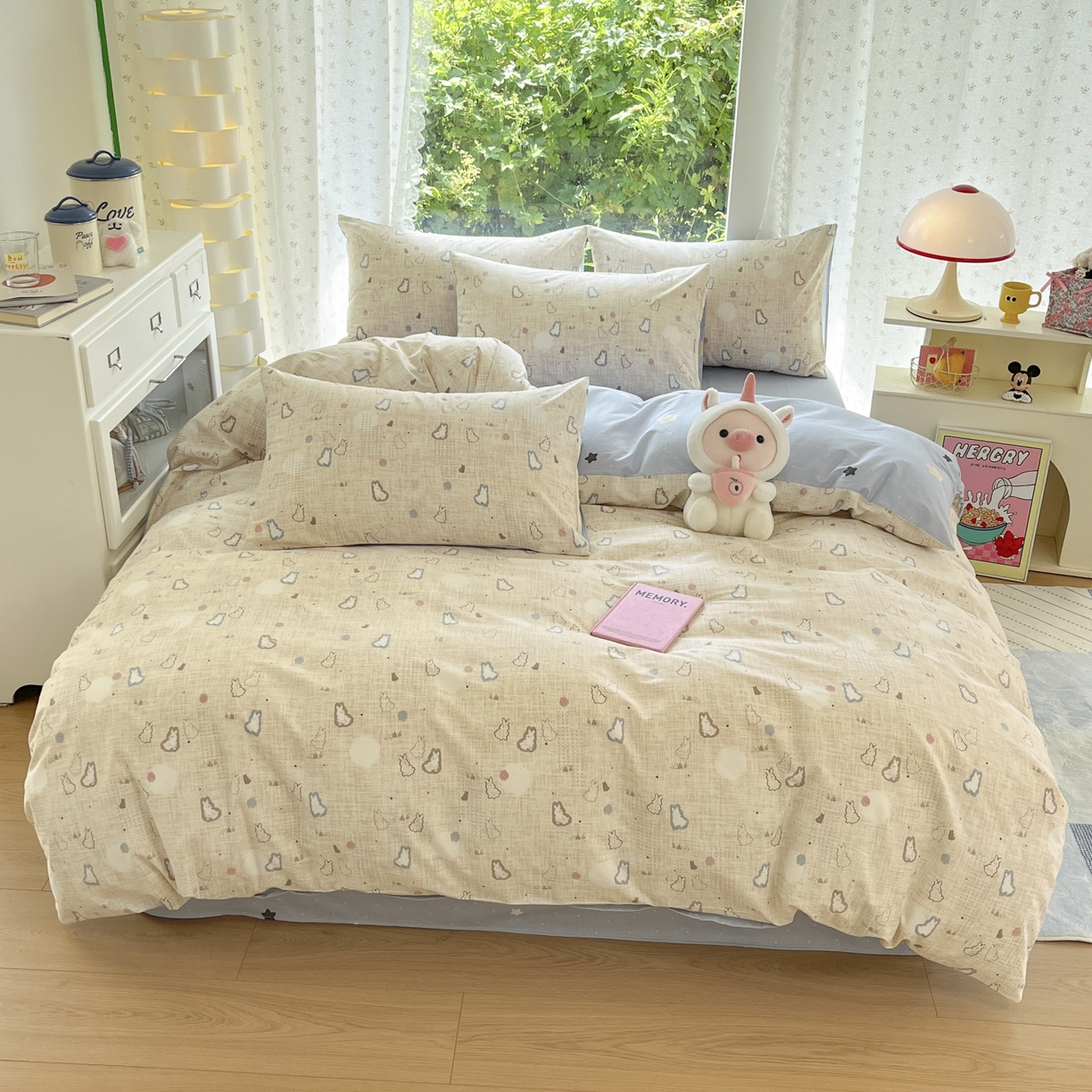 91家纺网 家纺一手货源 找家纺 晨希家居 2026新款全棉13070印花四件套（提供买家秀） 全棉-棉野云兔