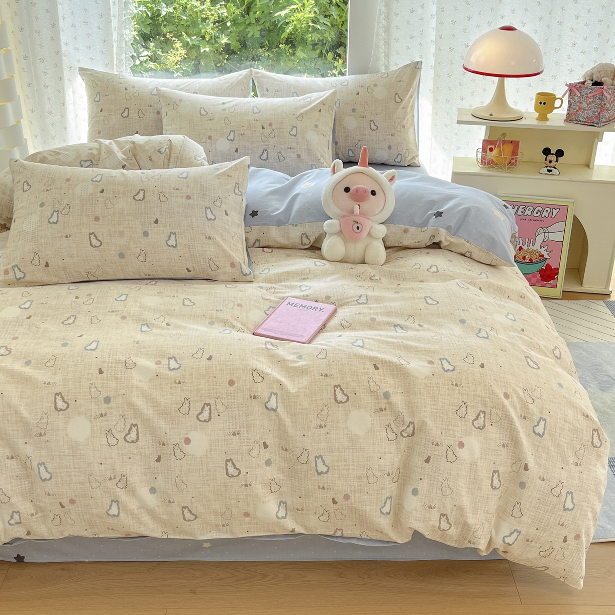 91家纺网 家纺一手货源 找家纺 晨希家居 2026新款全棉13070印花四件套（提供买家秀） 全棉-棉野云兔