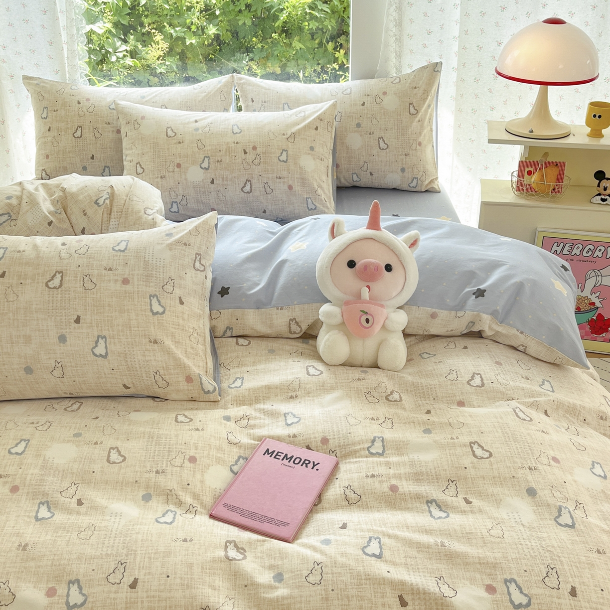 91家纺网 家纺一手货源 找家纺 晨希家居 2026新款全棉13070印花四件套（提供买家秀） 全棉-棉野云兔