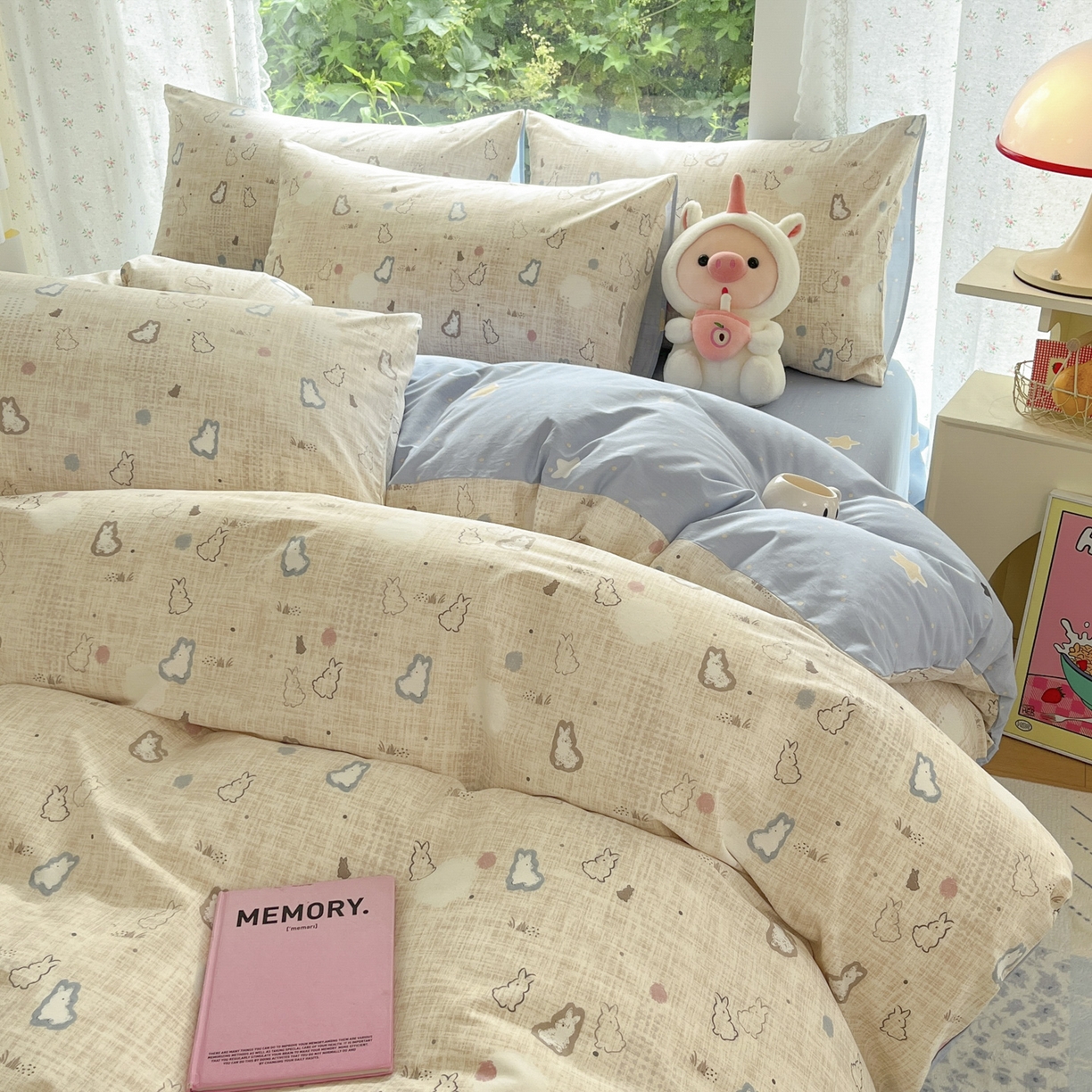 91家纺网 家纺一手货源 找家纺 晨希家居 2026新款全棉13070印花四件套（提供买家秀） 全棉-棉野云兔